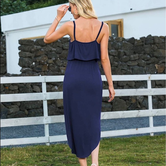 NWT-LILBETTER Women's Adjustable Strappy Split Summer Beach Casual Midi Dress -M - Picture 4 of 5